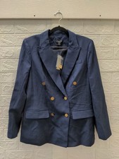 New J.Crew Double Breasted Blazer In Luster Canvas Navy Sz 8