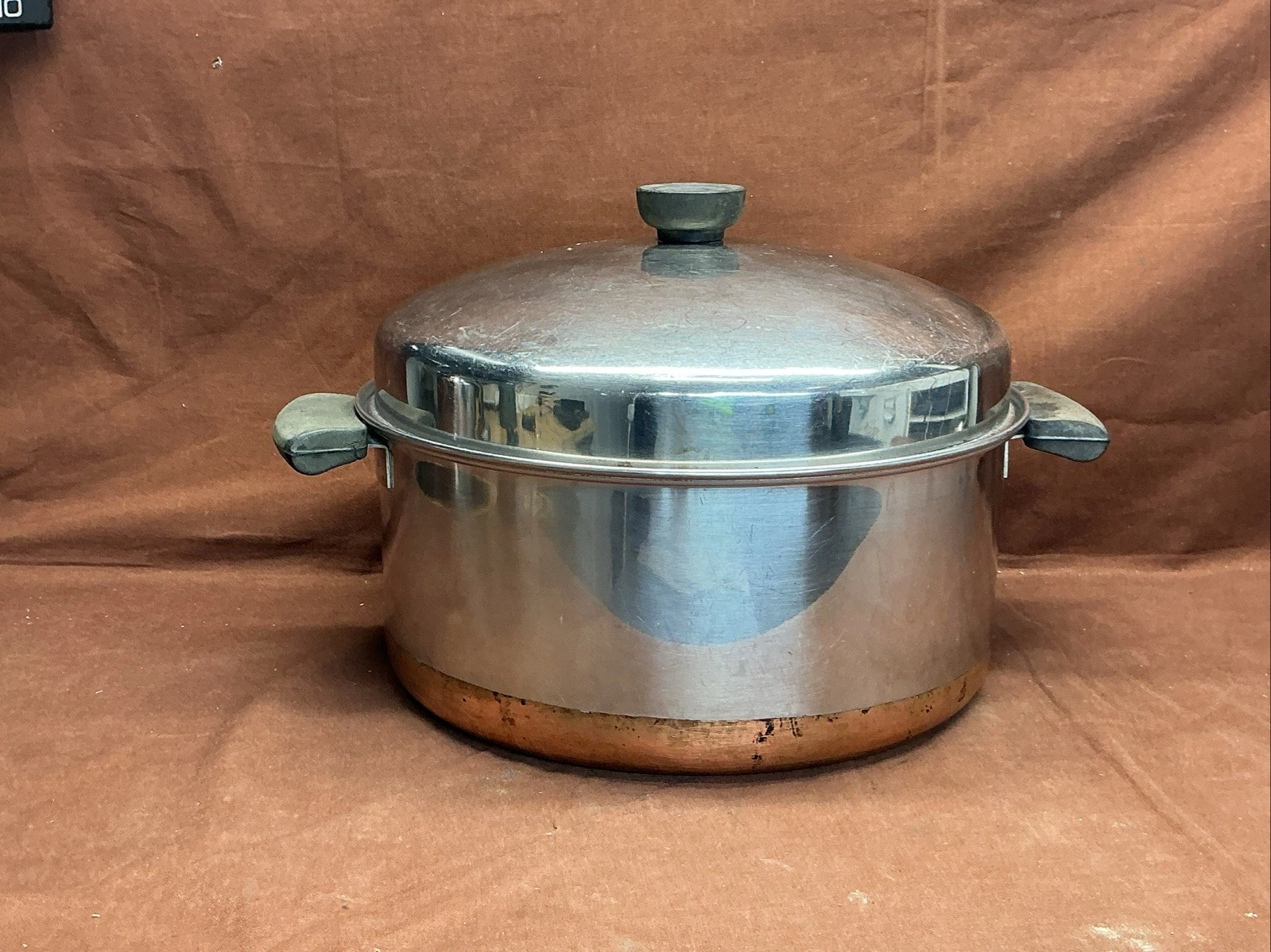 Revere Ware 1801 6 Qt Dutch Oven Stock Pot Copper Bottom w Dome Lid Pre 1968