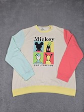 Disney Mickey and Friends Sweatshirt Mens 3XL Colorblock Graphic Crewneck Cream