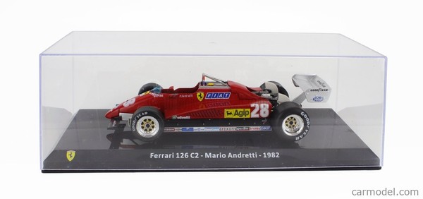 Modellauto Statisch Ferrari F1 126C2 1982 Mario Andretti Mit Vitrine 1:24-image