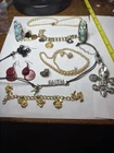 Vintage Mixed Costume Jewelry Lot -Fleur De Lis, Faith, Turquoise Style, CharmF9