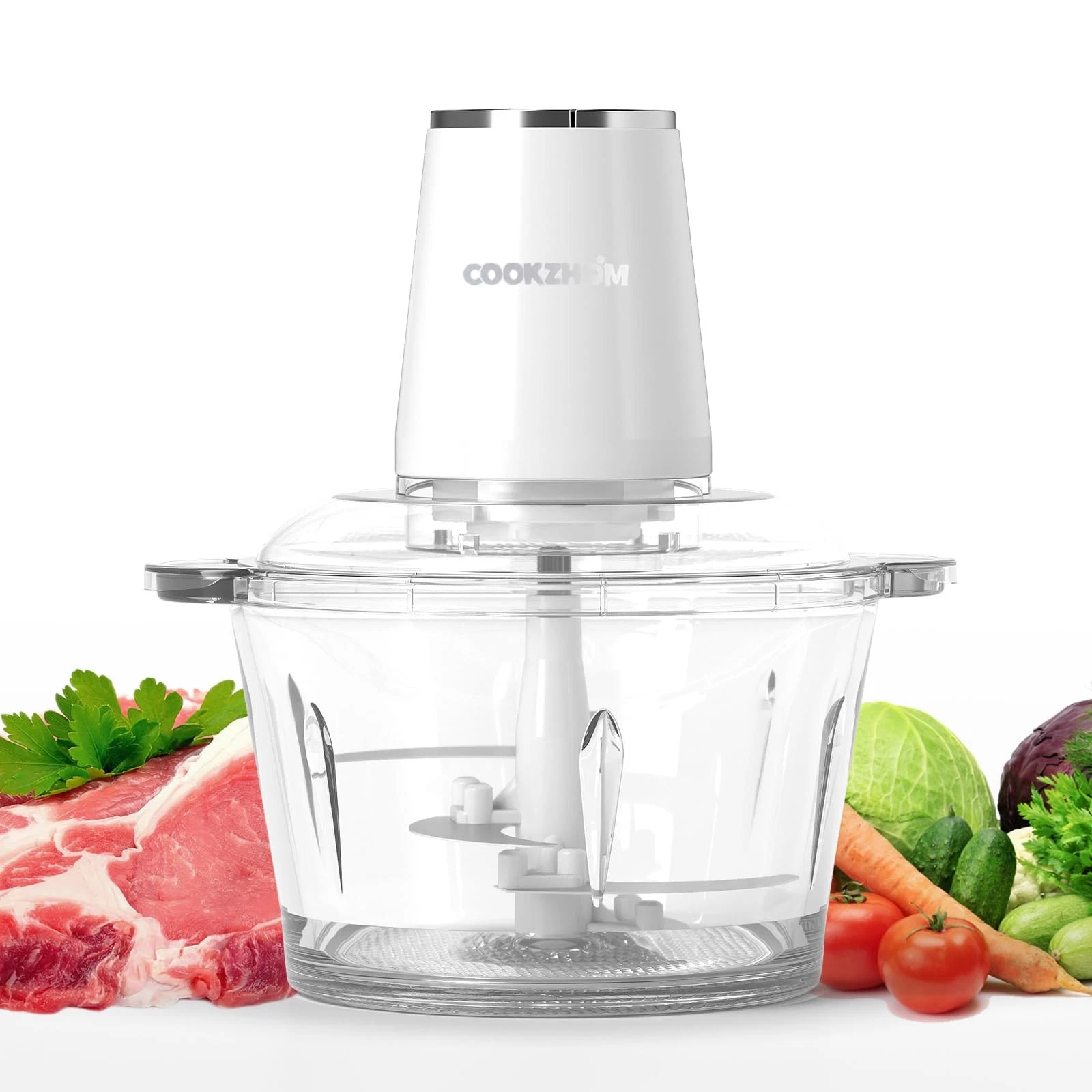 Food Processor,Electric Food Chopper with 500W Stainless Steel Motor & 2 Shar...