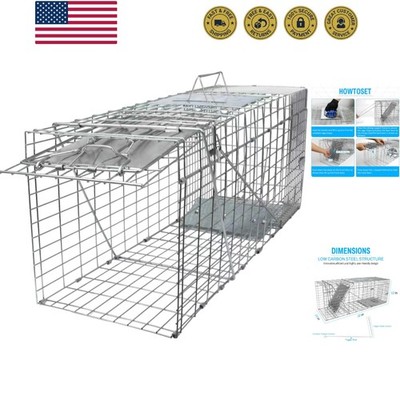 32'' Live Animal Cage Trap, Heavy Duty Folding Raccoon Traps, Humane Cat Trap ...
