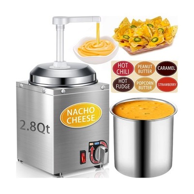 Nacho Cheese Dispenser with Pump - 2.8QT Stainless Steel Nacho