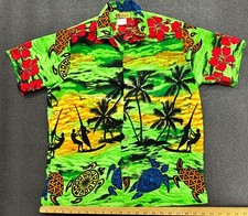 BOYS LOUD Green  Red HAWAIIAN SHIRT Fun Summer Holiday Party X-Large Turtles