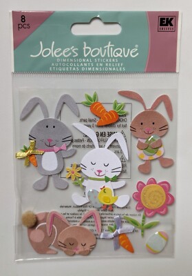 RARE Jolee's Easter Bunnies Eggs Flowers Carrots Scrapbooking Stickers
