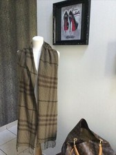 Echarpe BURBERRY 208 cm ,100% cachemire tartan vert kaki comme neuve 495€