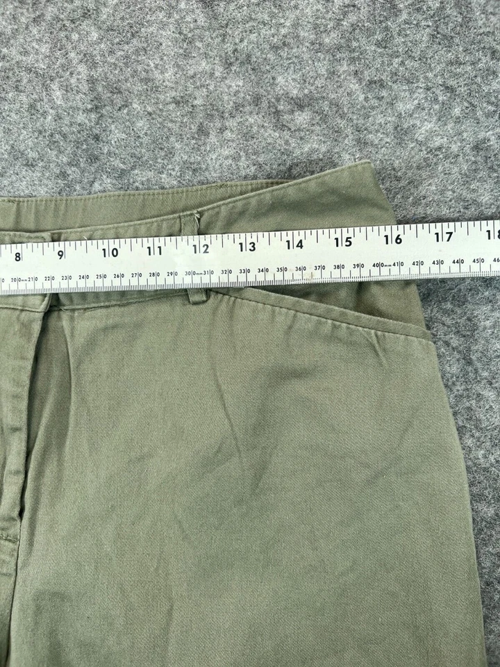 Kim Rogers Mujer 10 Bermudas Pantalones Cortos Verde Oliva Chino Plano Alto Tiro Informal Damas Foto 4 de 4