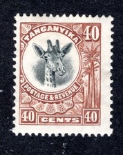 Tanganyika 1922 40c brown & black Giraffe, Scott 20 MH, value = $7.50