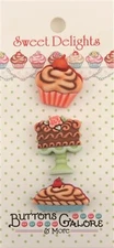 SWEET DELIGHTS  * BAKE SHOP BY BUTTONS GALORE 3 BUTTONS/FLATBACKS