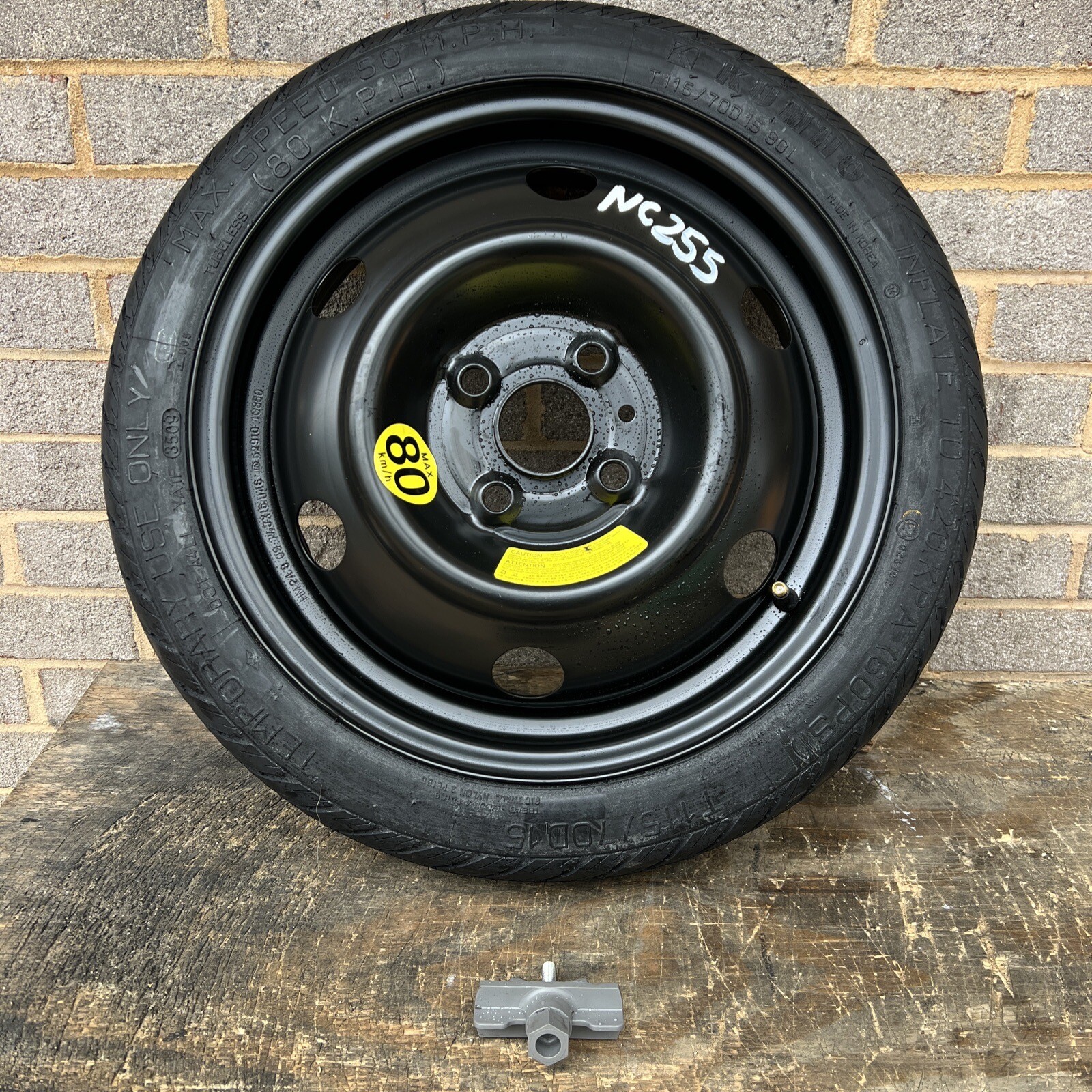 0611 KIA RIO HYUNDAI ACCENT SPARE TIRE COMPACT DONUT T115/70D15 OEM