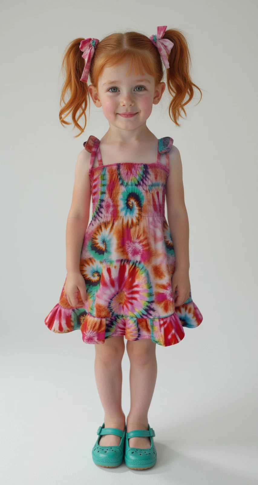 Rainbow Tie Dye Groovy Smocked Little Girl Summer Dress