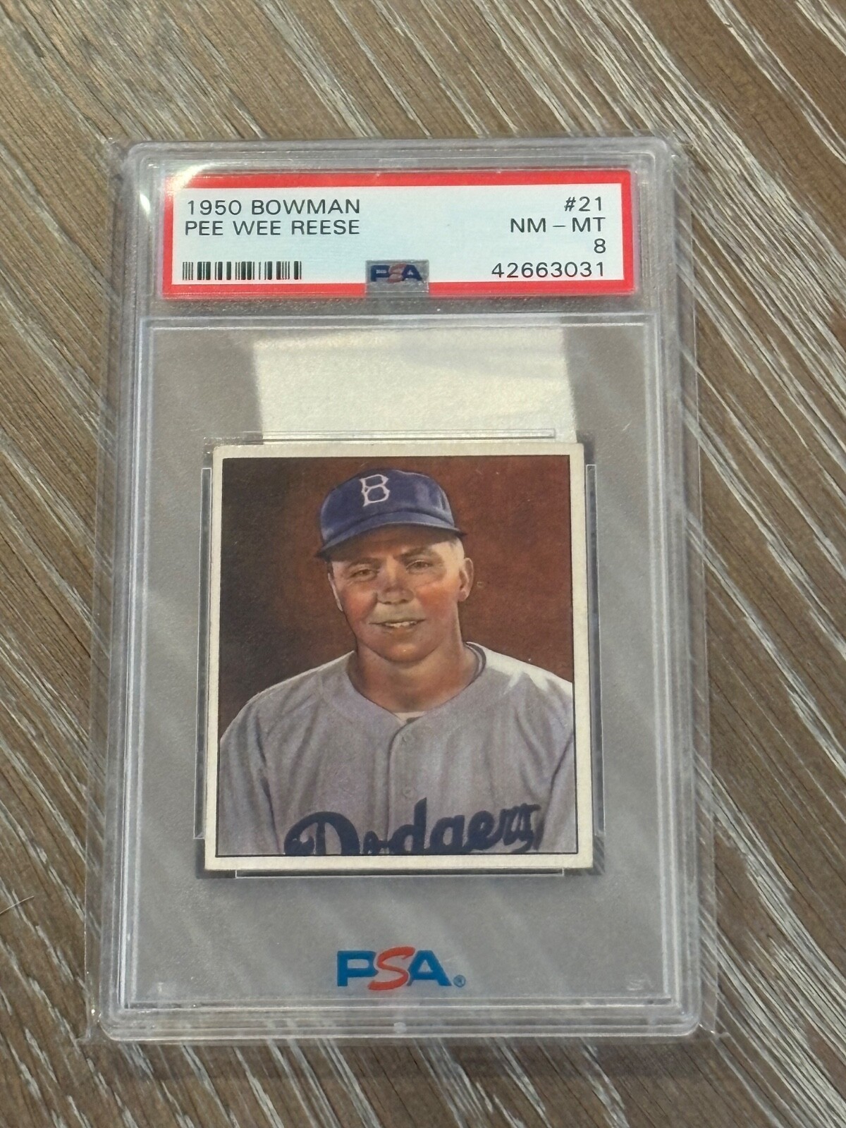 1950 Bowman #21 Pee Wee Reese HOF PSA 8 Near Mint
