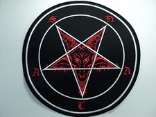 BAPHOMET SATAN RED AND WHITE EMBROIDERED BACK PATCH