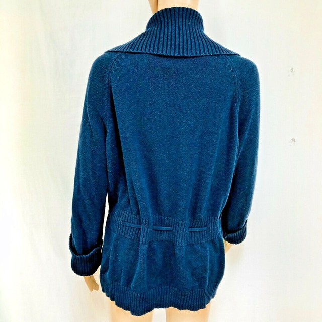 Nautica women’s sweater Tunic Sz XL Cardigan w Snaps Long Sleeve Navy ...