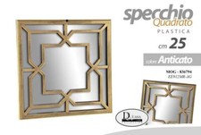 SPECCHIO QUADRATO ORO ANTICATO PARETE MOBILI ARMADIO BAGNO SPECCHIETTO 25 CM