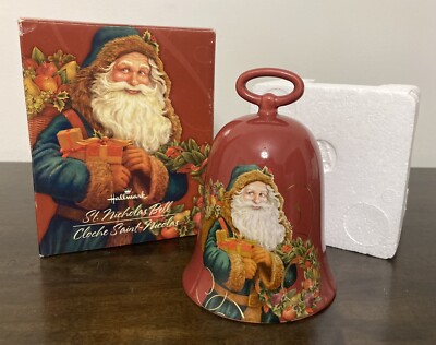 Hallmark St Nicholas Santa Bell 2004 Ceramic Christmas  A Christmas to Remember 