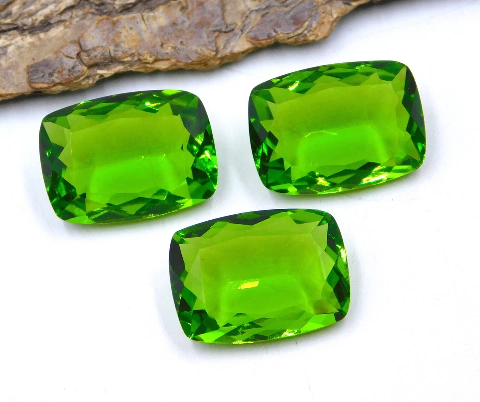 Peridot Cushion Cut Lot Loose Gemstone 13x18 MM For Jewelry Making P-58 - Image 2 of 4