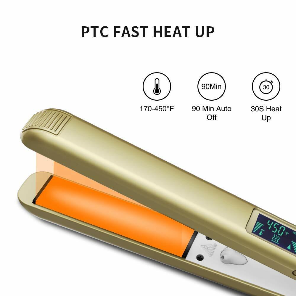 Kipozi Flat Iron Pro Hair Straightener With 1 Inch Nanotitanium Plates