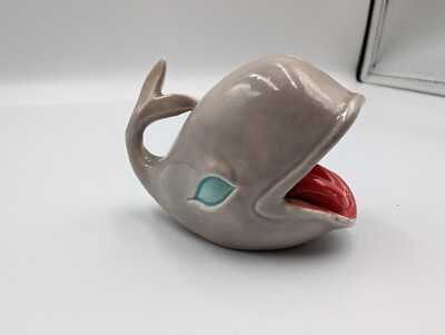 Vtg Open Mouth Gray Whale Trinket Ring Holder Ceramic Artist Signed 69 5/29 