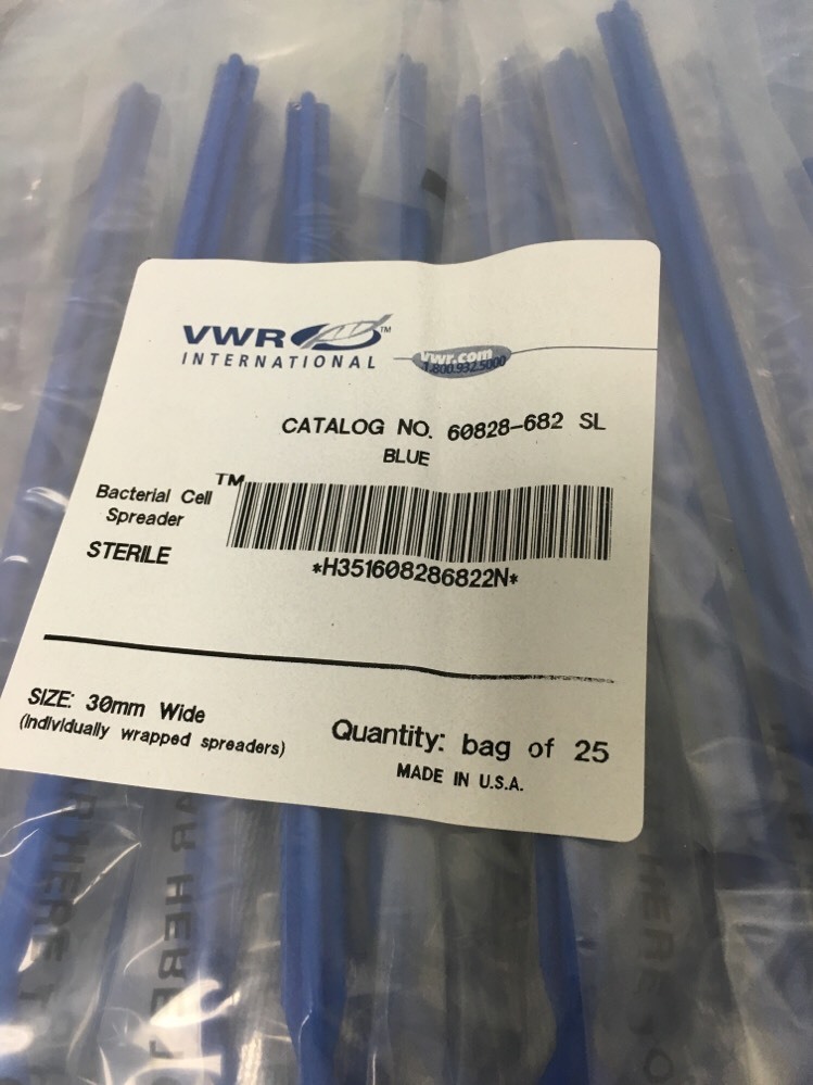 VWR Bacterial Cell Spreaders, 30mm Wide Sterile Cat 60828682