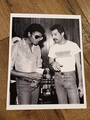 FREDDIE MERCURY / MICHAEL JACKSON Art Print Photo Rare 11'' x 14''  QUEEN Vintage 
