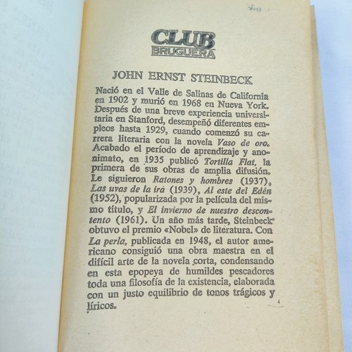 Rare La Perla The Pearl John Steinbeck Spanish Edition Hardcover Club Bruguera - Picture 4 of 9