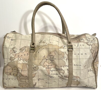 GITANO World Map Duffle Bag. Vintage 1980s & 1990s Travel Carry on