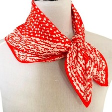 Scarves By Nasharr Head Neck Scarf VTG 60s Red White Polka Dot Square Career