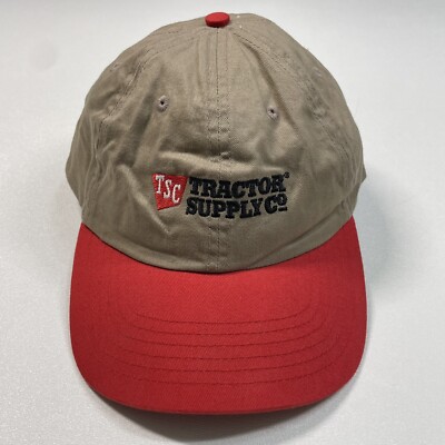 Tractor Supply Co Hat Cap Men s Tan Red Strapback Embroidered