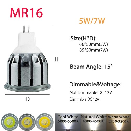 7W 9W 12W MR16 GU10 Dimmable LED Spotlight E27 E14 COB Bulb Lights 220V 12V Lamp - Picture 19 of 19