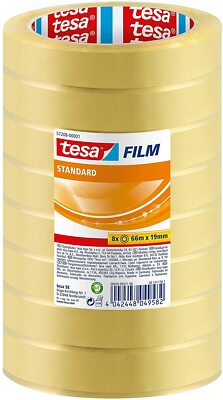 8 x tesafilm 57208 Transparentes Klebeband für Heim und Office - 66m x 19mm