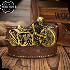 Mens Retro Waist Leather Belt Casual Buckle Luxury High Quality Strap Brown Gold