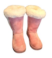 Girls So Pink Faux Fur Boots Size 5 Med Slip On