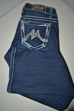 Miss Me Women's Easy Boot Thick Stitch Blue Denim Jeans Sz 26x29