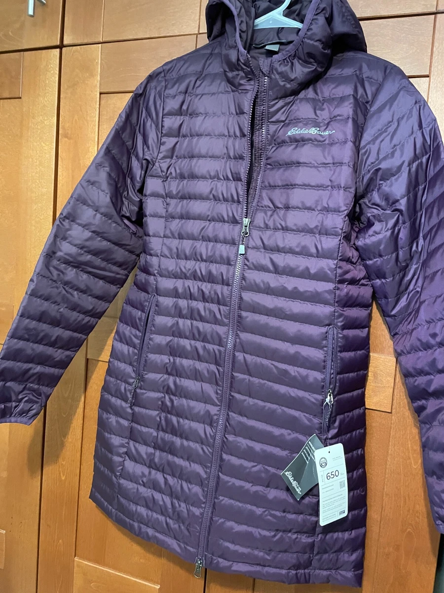 $179.99 Eddie Bauer WR microlight down Hooded Parka Amethyst Sz L NWT | eBay