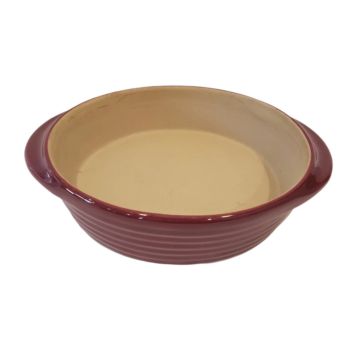 Pampered Chef 8 X 2 Stoneware Round Baking Dish Cranberry 1 quart USA