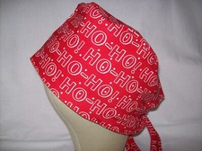 Men/Women Surgical Scrub Cap Lined Christmas HO HO HO 100 Cotton Cute Red