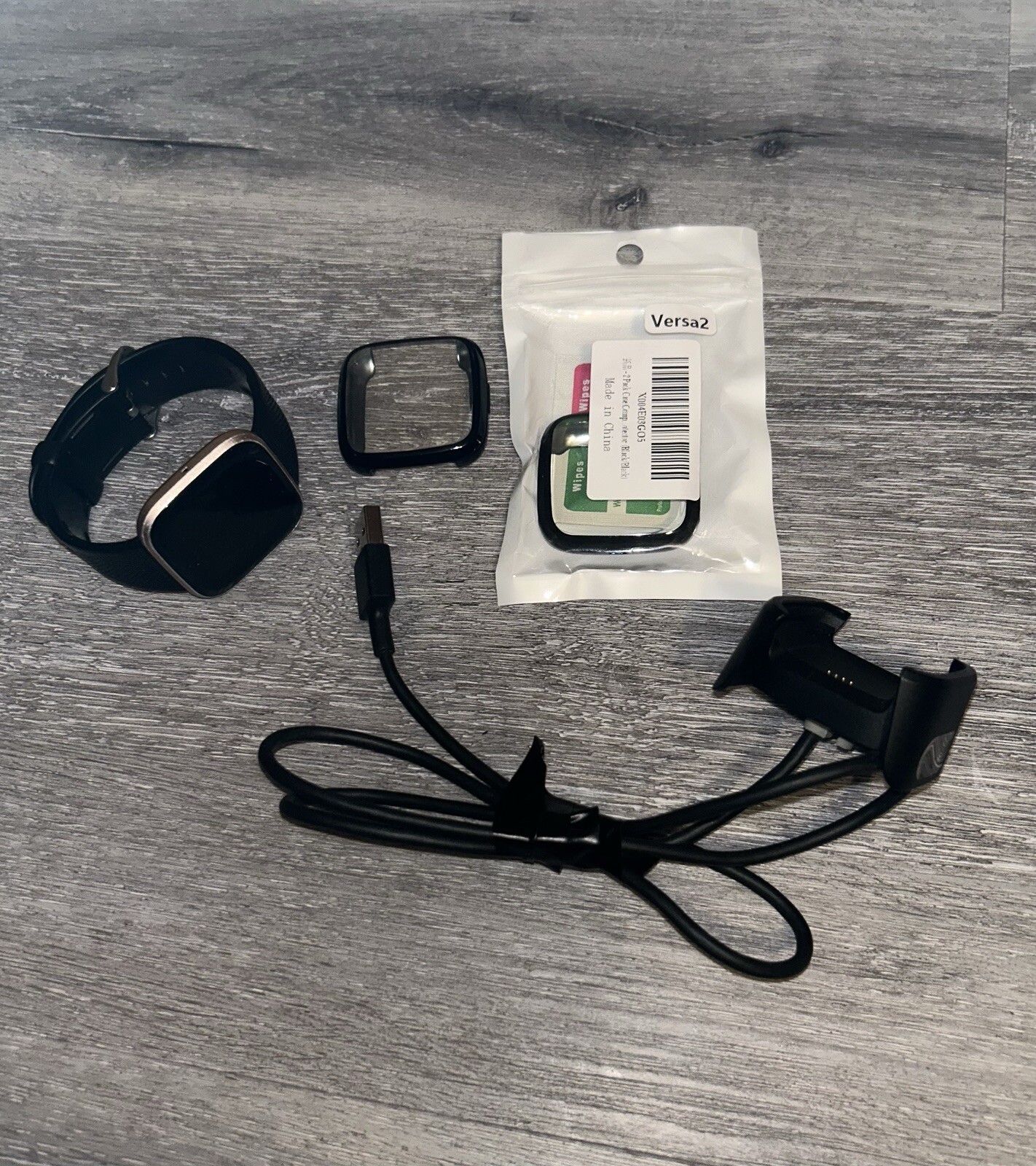 Fitbit Versa 2 Smartwatch with Health Fitness Tracker in Black Band Pink Metal-image