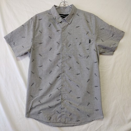 Molokai Surf Co Mens Gray Short Sleeve Button Up Shirt Size M Paper Planes - 第 1/11 張圖片