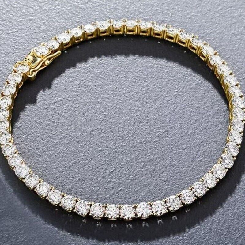 14K Yellow Gold 6ct Round Cut Certified Lab Grown/CVD Diamond Tennis