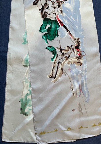 🌿 Hand Painted Silk Scarf – 60" Long ABSTRACT Nature Brushstroke Japan-Inspired - Picture 6 of 8