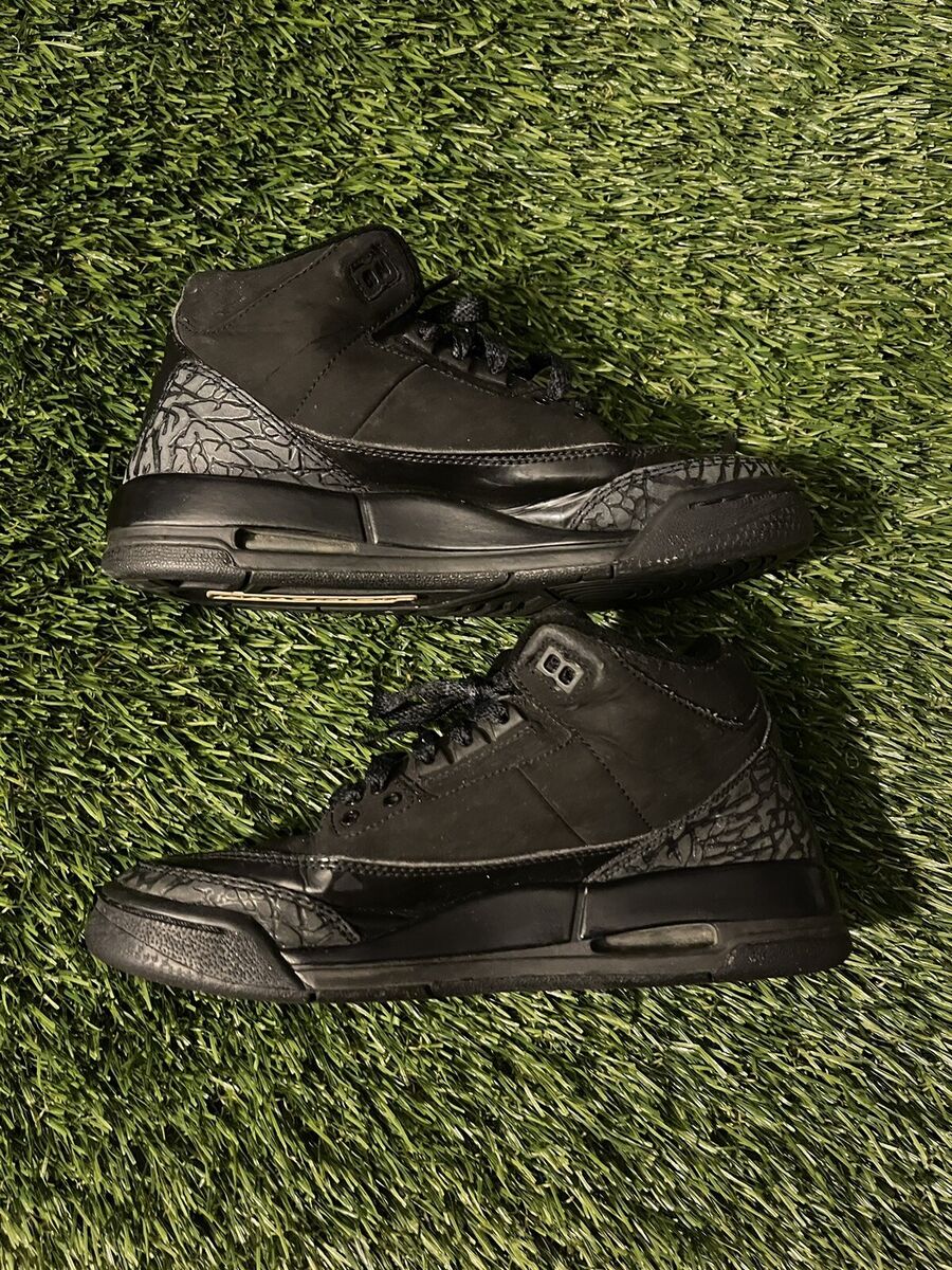 Nike Air Jordan 3 Black Cat Triple Black Size 5y Rare 834014 Nike Air Jordan 3 Black Cat Triple Black Size 5y Rare 834014
