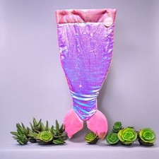 Mermaid Tail Snuggle Blanket Reverse Pink Lavender Shimmer Sequin Nicole Miller