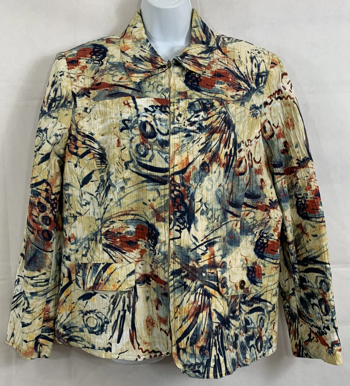 VETEMENTS Giacca Samantha grigia taglie forti 18 art to wear multicolore manica lunga zip tasche