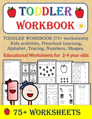 TODDLER WORKBOOK (75+ worksheets), Kids activities, Preschool Learning, Alph...