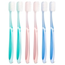 Extra Soft Toothbrush 6-Pack, Regular Head 3 Colors - 2 Each Dentist-Develo...