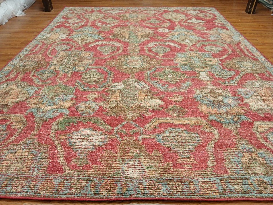 Turkis Rug Turkish Oushak Rug, Modern Multicolored Handmade Bohemian Rug 11.1x14.6 ...