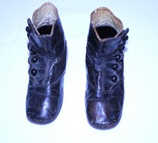 Antique Black Leather 5 Button Baby Boots