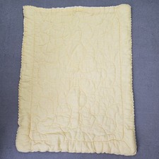 Vintage Baby Crib Blanket Quilted Yellow Gingham 29"x38" Unisex Winter